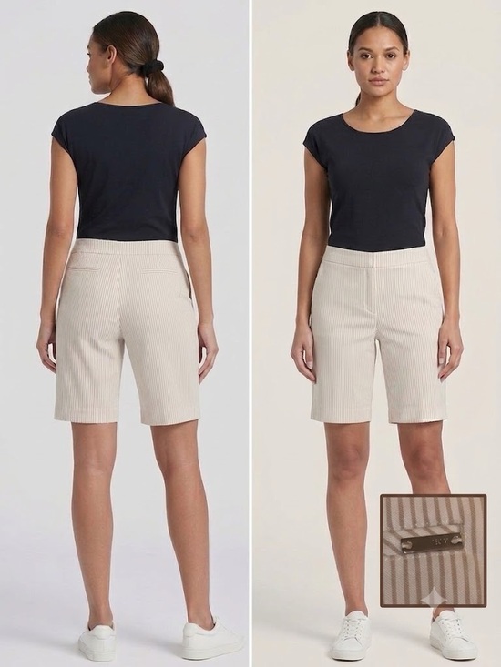 Jones New York Pants - NWT Jones New York Cream Pinstripe Bermuda Shorts